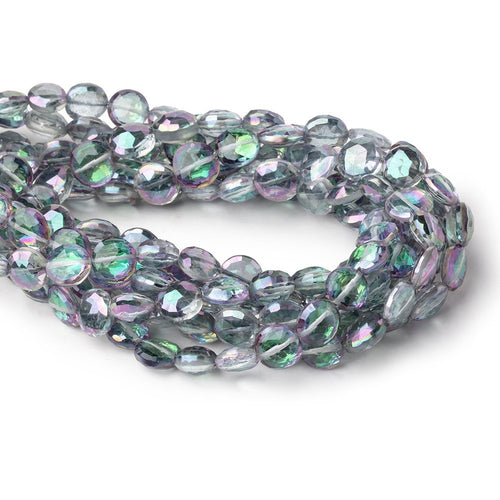 9.5mm Mystic White Topaz Faceted Coin Beads 9 inch 26 pieces