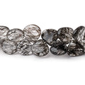 8-9mm Black Tourmalinated Quartz Plain Heart Beads 8 inch 50 pieces