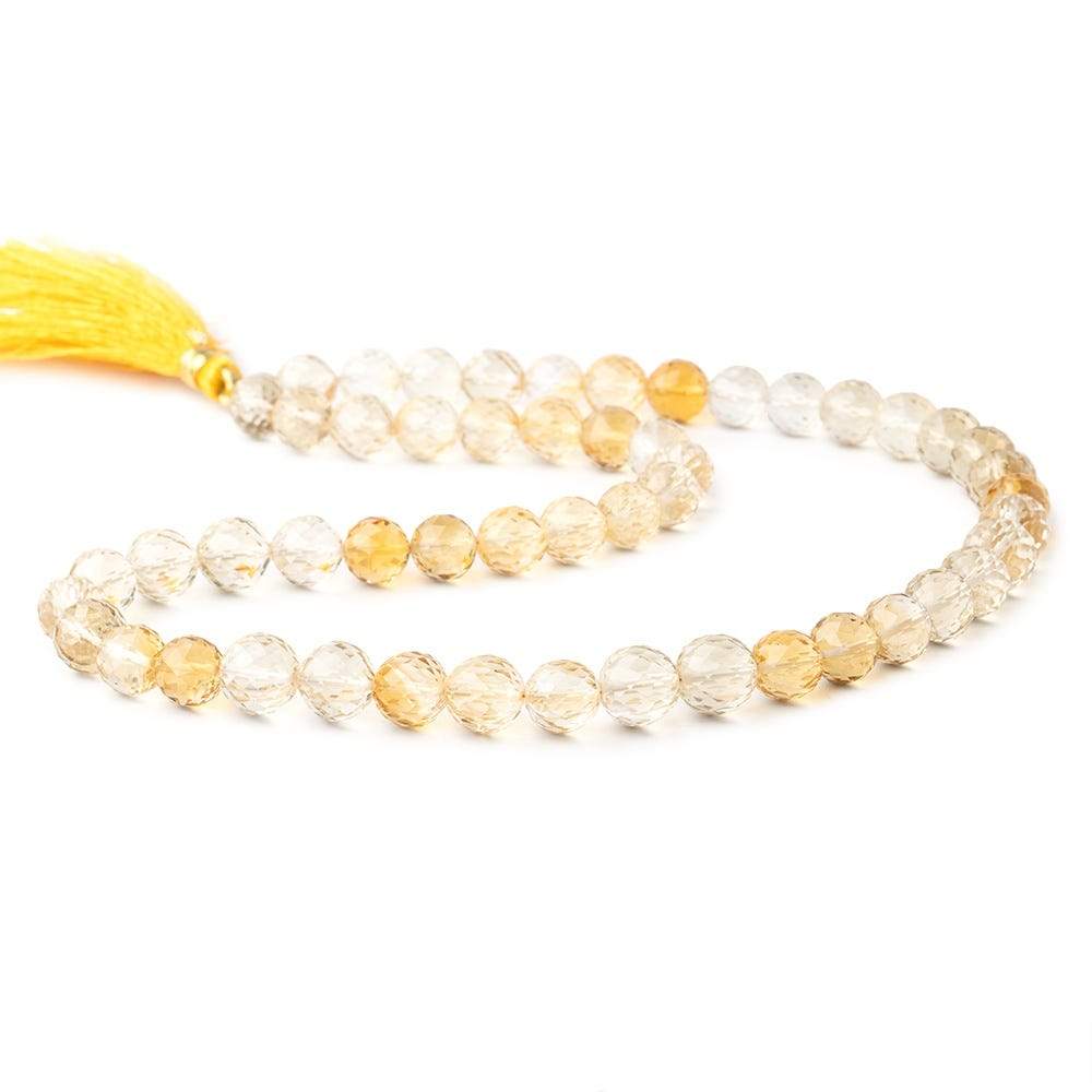 7.5-8mm Citrine Concave Faceted Round Beads 16 inch 52 pieces AAA Grade