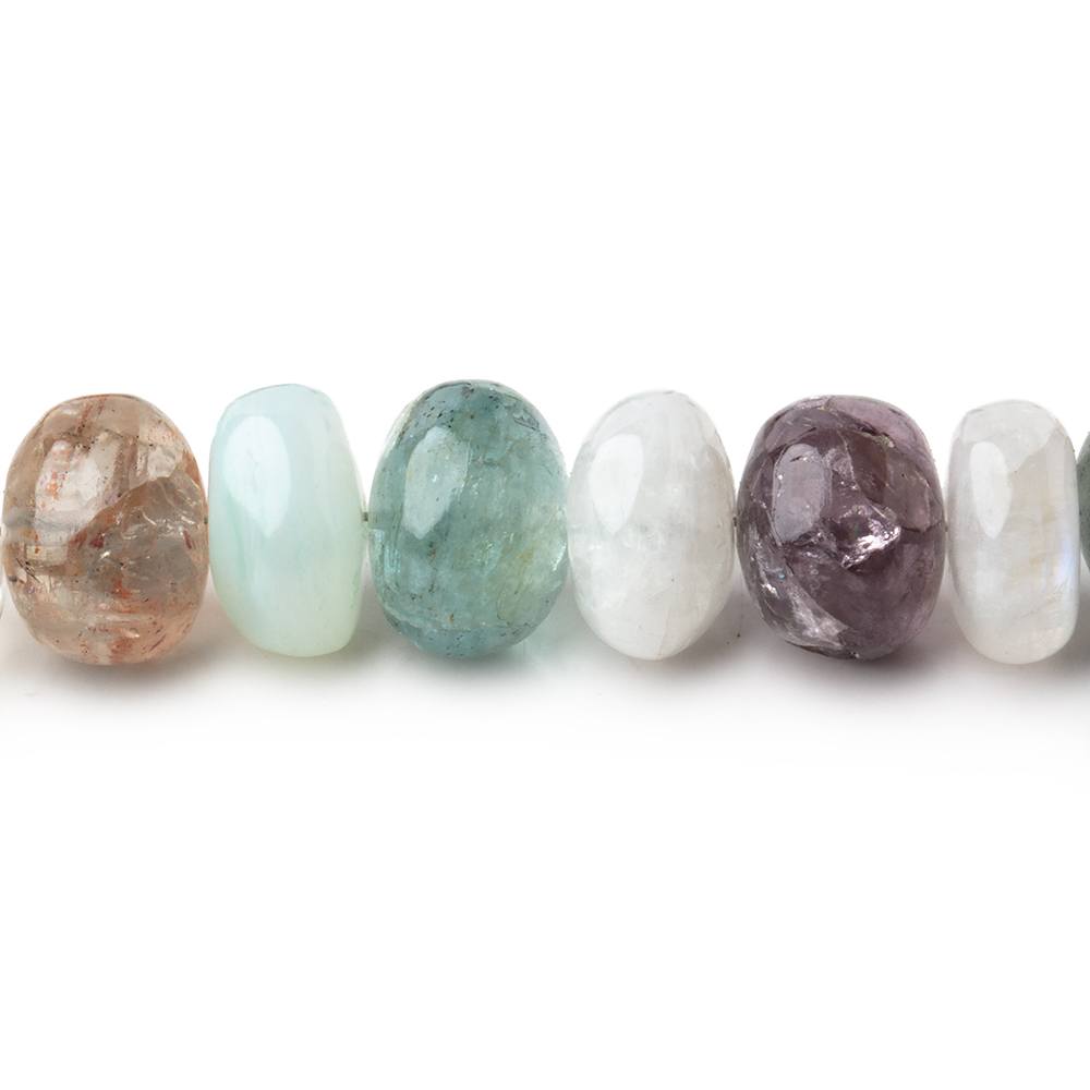 8-9mm Multi Gem Plain Rondelle Beads 11 inch 47 pieces
