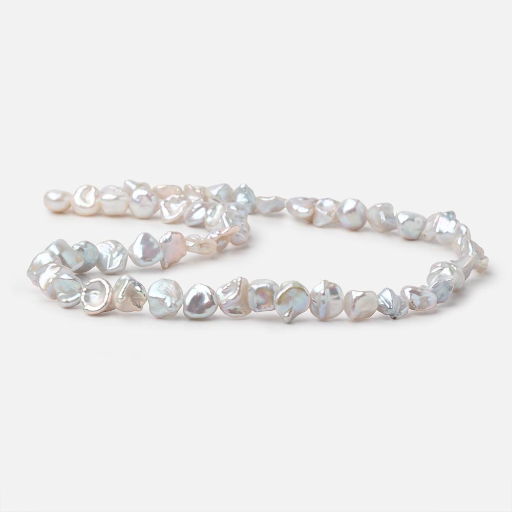 8-9mm Off White Keshi Side Drilled Freshwater Pearl 15.5 inch 51 Beads