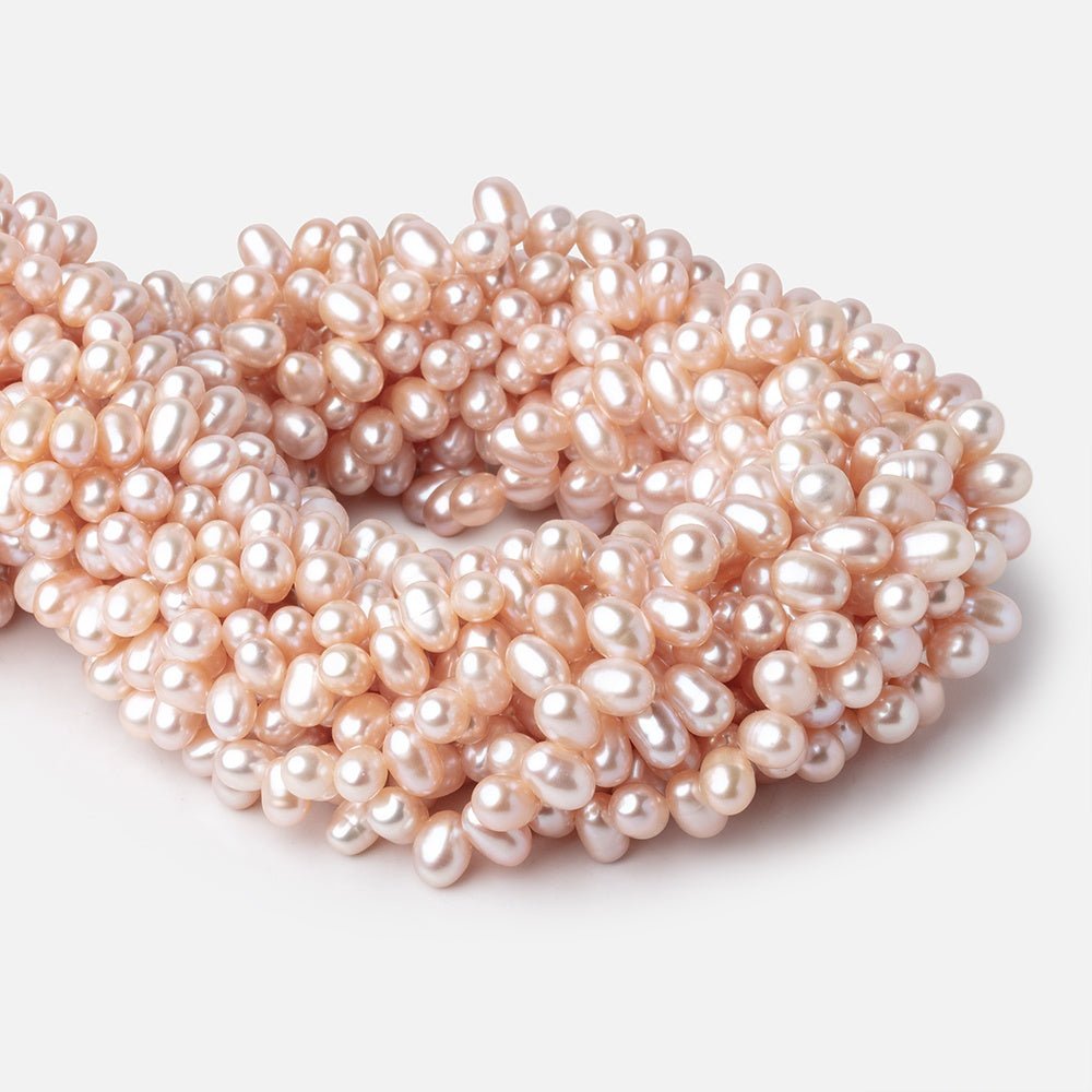 8-9mm Peach Top Drill Oval Freshwater Pearl Beads 15.5 inch 78 pieces