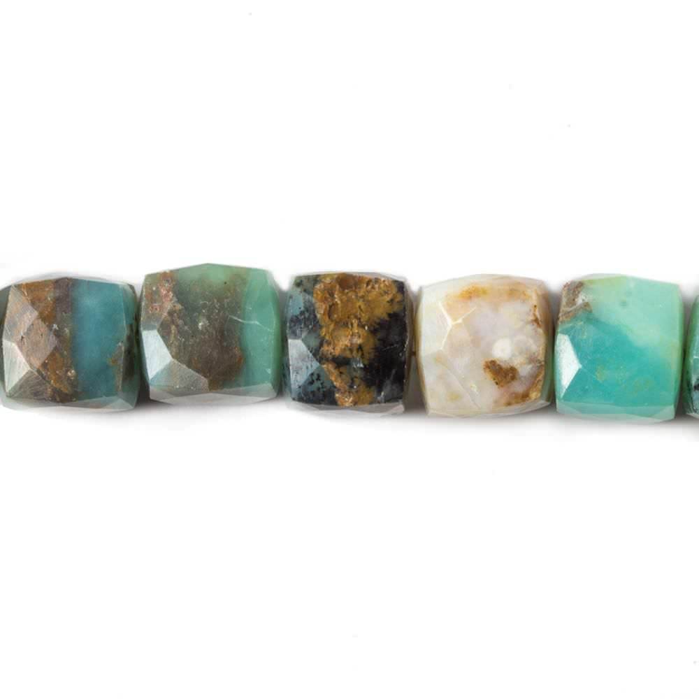 8-9mm Peruvian Blue Opal faceted cube beads 8 inch 23 pieces