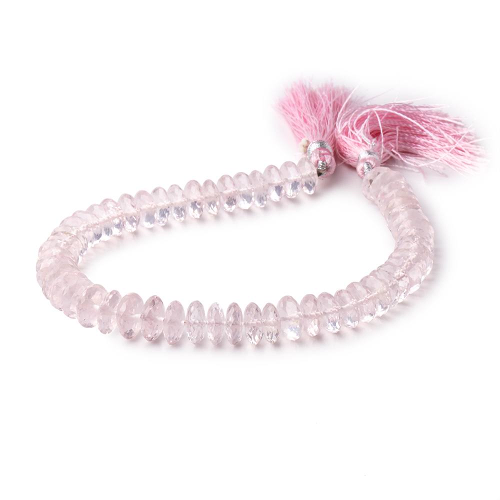 8-9mm Rose Quartz German Faceted Rondelle Beads 8.25 inch 55 pieces