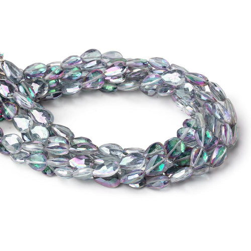8.5-10mm Mystic White Topaz Straight Drill Faceted Pears 9 inch 25 Beads