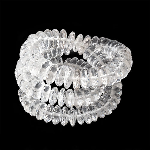 8.5-12.5mm Crystal Quartz German Faceted Rondelles 18 inch 106 Beads AAA