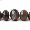 9-16mm Platinum Grey Moonstone faceted rondelles 15 inch 52 beads AA