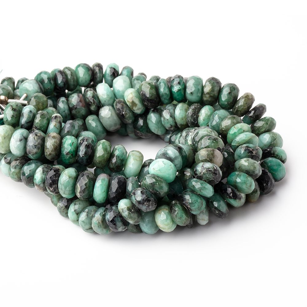 8.5-9mm Brazilian Emerald faceted rondelle beads 8 inch 37 pieces
