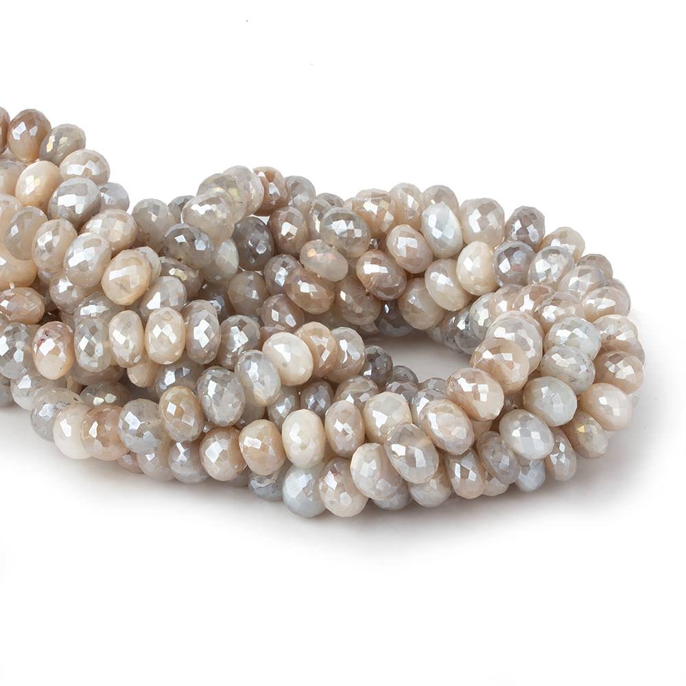 8.5-9mm Mystic Multi Color Moonstone faceted rondelles 14 inch 60 beads