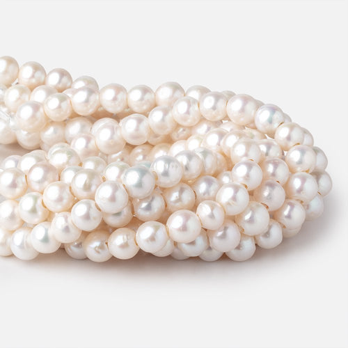 8.5-9mm White Off Round Large Hole Freshwater Pearls 7.5 inch 22 Beads