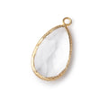 20x13mm Textured Vermeil Bezeled Crystal Quartz Pear Pendant 1 piece
