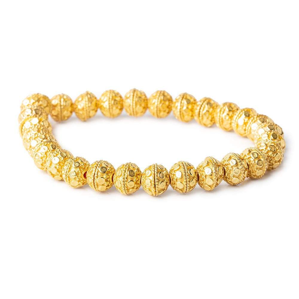 8mm 22kt Gold plated Copper Bead Cap Dots 8 inch 56 pieces