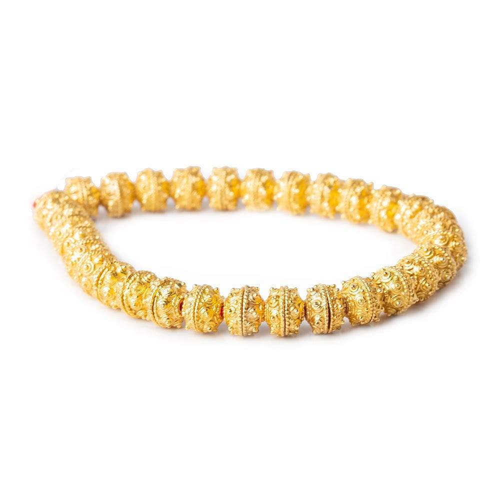 8mm 22kt Gold plated Copper Bead Cap Moroccan Dot 8 inch 60 pieces