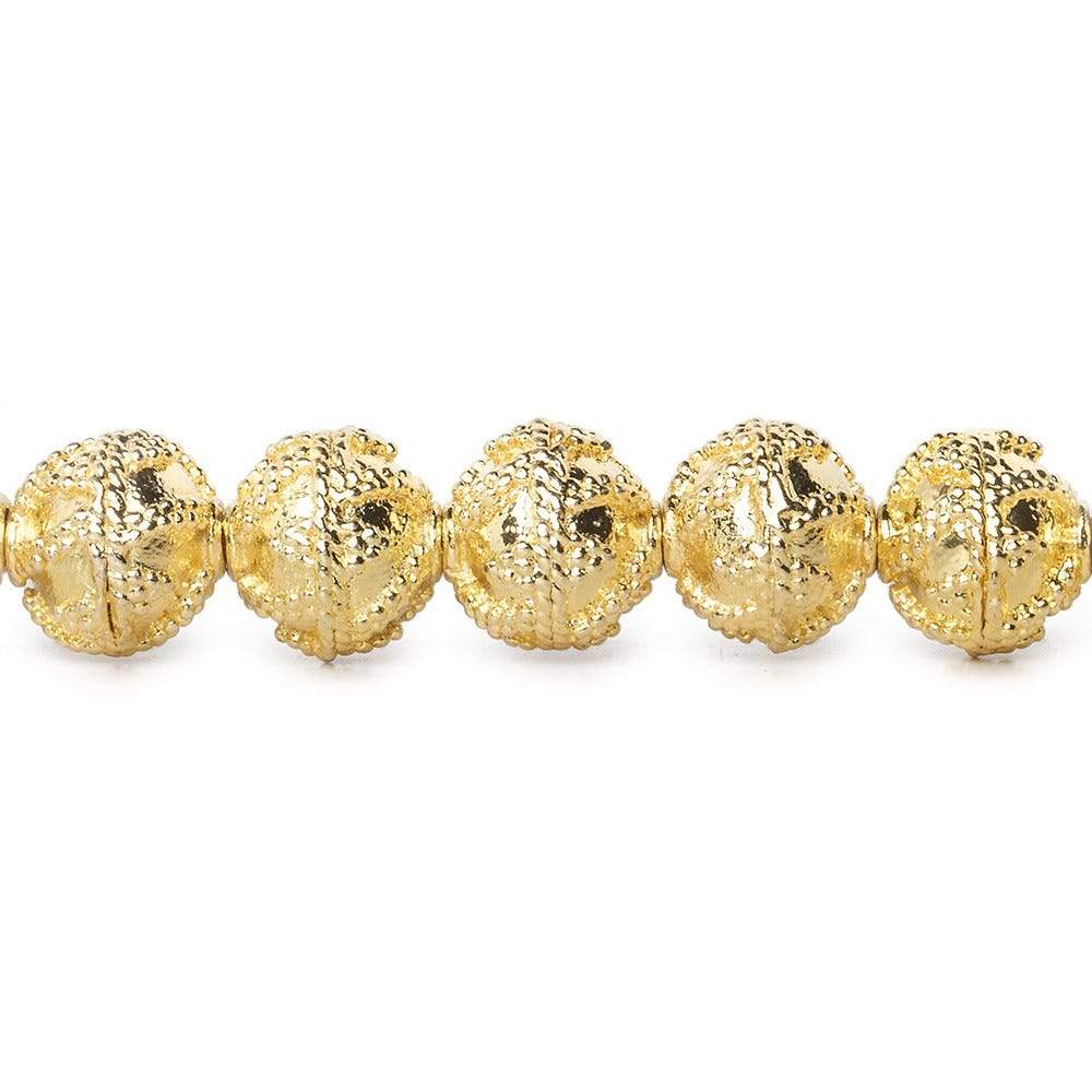 8mm 22kt Gold Plated Copper Bead Roval  Miligrain Triangle 8 inch 28 pieces