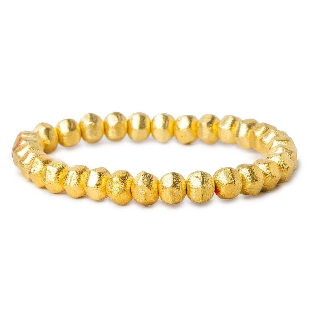 8mm 22kt Gold plated Copper Brushed Hexagon Beads 8 inch 25 pieces