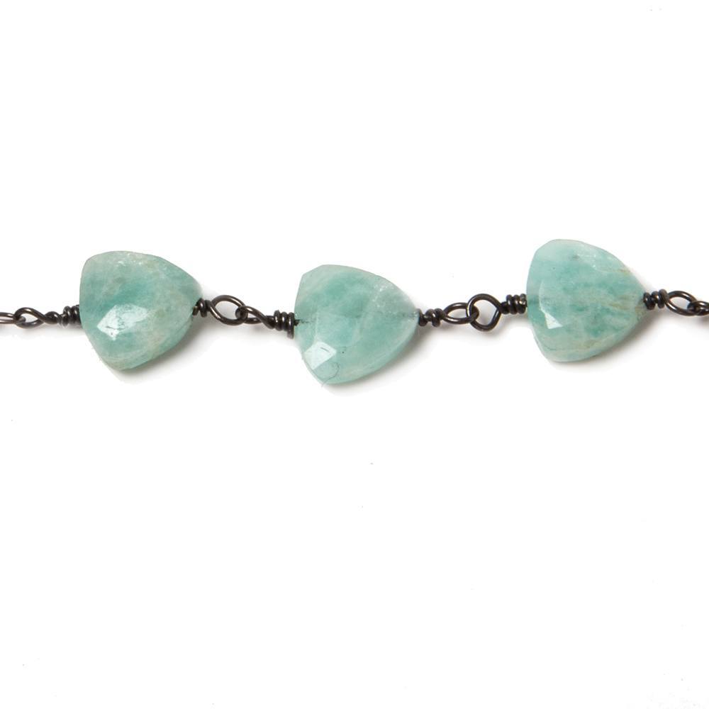 8mm Amazonite triangle Black Gold plated Chain by the foot 22pcs