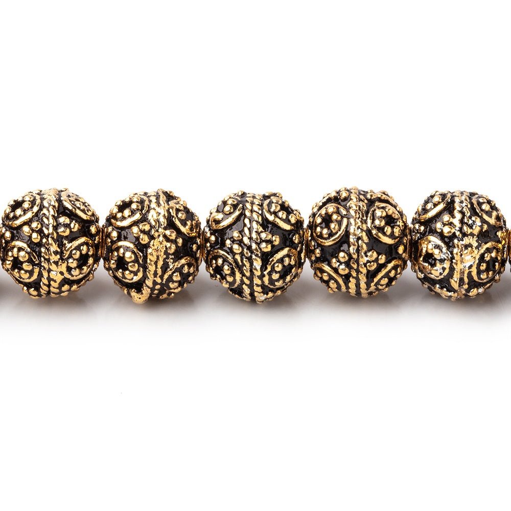 8mm Antiqued 22kt Plated Copper Rounds with Miligrain Circles 8 inch 27 beads