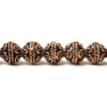 8mm Antiqued Copper Bali Design Round 8 inch 27 pcs