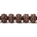 8mm Antiqued Copper Bead Roval Sphere Design 8 inch 28 pcs