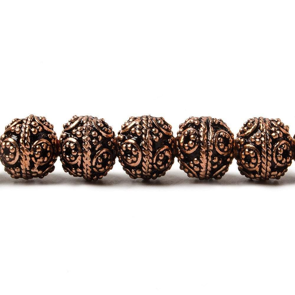 8mm Antiqued Copper Beads Roval  Miligrain Circles 8 inch 28 pcs