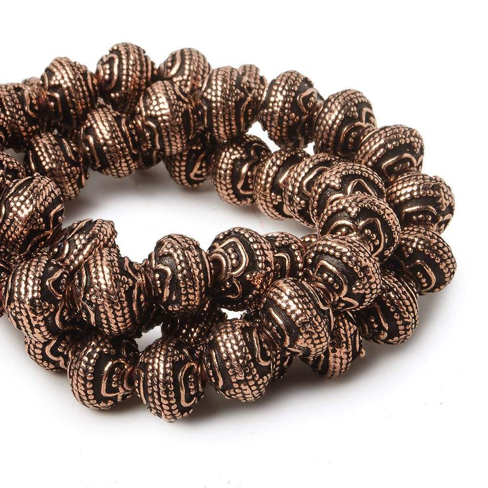 8mm Antiqued Copper Beads Roval Triple Leaf tip 8 inch 28 pcs