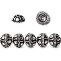 8mm Antiqued Sterling Silver plated Bead Cap Roval Pear Design 8 inch 58 beads