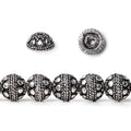 8mm Antiqued Sterling Silver Plated Copper Bead Cap Round Circles 8 inch 26 beads