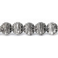 8mm Antiqued Sterling Silver plated Copper Bead Miligrain Rings 8 inch 28 pieces