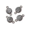 8mm Black Gold Bezel Metallic Platinum Drusy Coin Connector Set of 4 Pieces