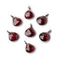 8mm Black Gold Wire Wrapped Garnet Faceted Heart 1 Focal Pendant
