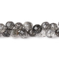 8mm Black Tourmalinated Quartz Faceted Candy Kiss Beads 8 inch 51 pieces AA