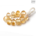 8mm Citrine 2mm Large Hole Faceted Rondelle Beads Set of 10