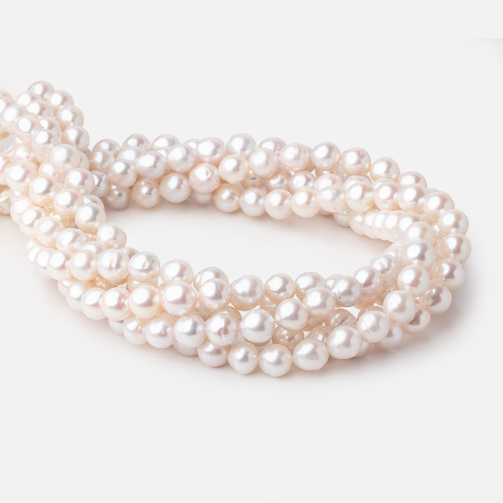 8mm Creamy White Baroque Freshwater Pearls 15.5 inch 48 Beads AA