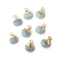 8mm Gold Leafed Aquamarine faceted heart 1 focal bead