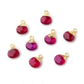 8mm Gold Leafed Berry Pink Chalcedony faceted heart 1 focal bead