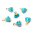 8mm Gold Leafed Turquoise Howlite Faceted Trillion Focal Pendant 1 piece
