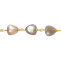 8mm Greige Moonstone triangle Gold plated Chain by the foot 22pcs