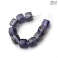 8mm Iolite 2mm Large Hole Faceted Cube Beads Set of 10