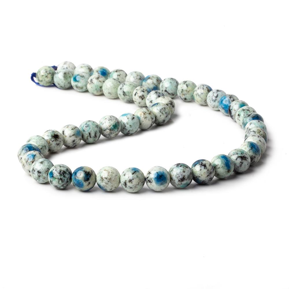 8mm K2 Azurite Granite "K2 Jasper" plain rounds 15 inch 47 beads