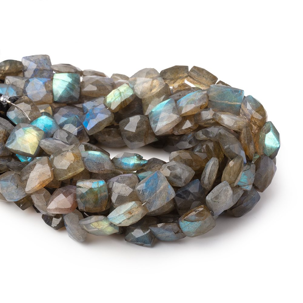 8mm Labradorite faceted square beads 7.5 inch 21 pieces