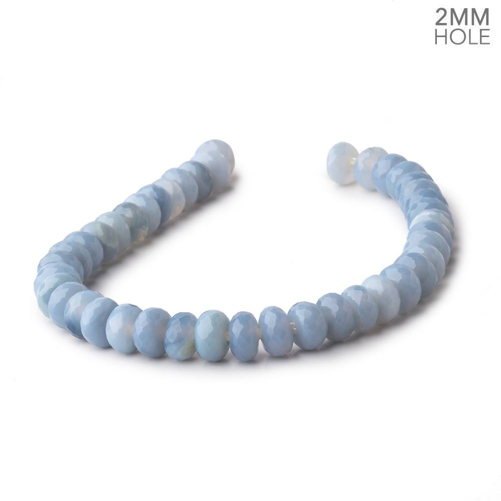 8mm Light Blue Owyhee Denim Opal 2mm Large Hole Faceted Rondelles 8 inch 39 beads