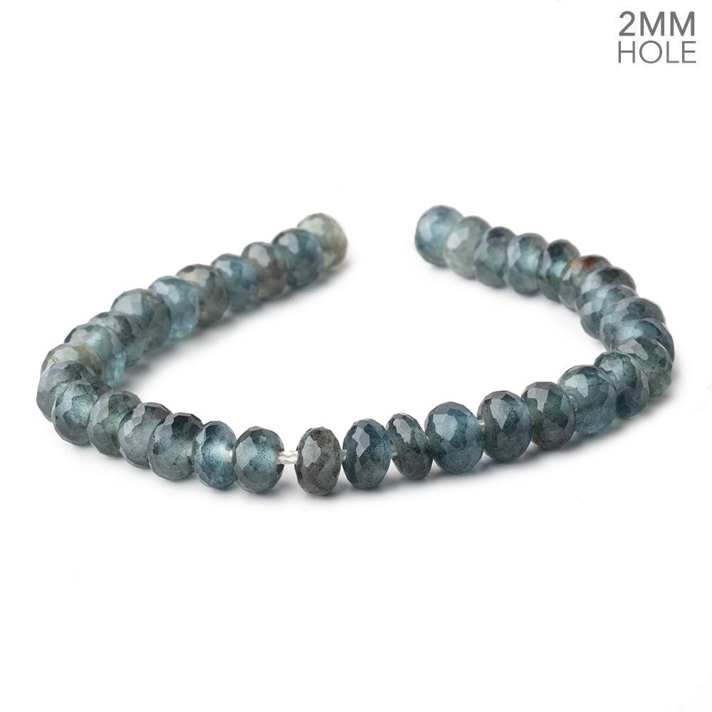 8mm Moss Aquamarine 2mm Large Hole Faceted Rondelles 8 inch 36 Beads AAA