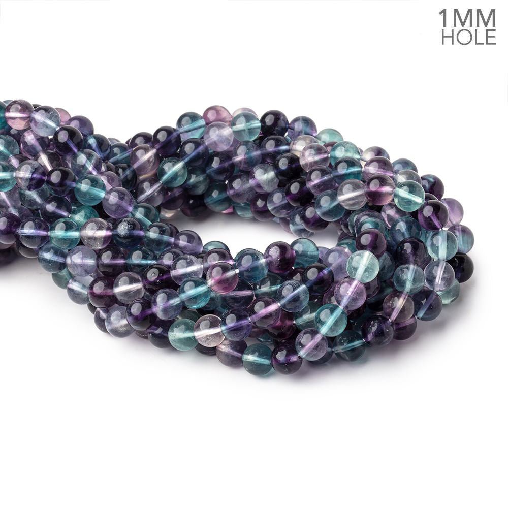 8mm Multi Color Fluorite Plain Round Beads 15.5 inch 48 pieces AA 1mm hole