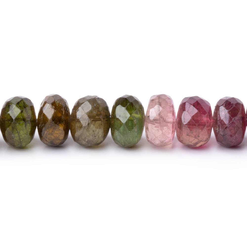 8mm Multi Color Tourmaline Faceted Rondelle Beads 15.25 inch 72 pieces AA