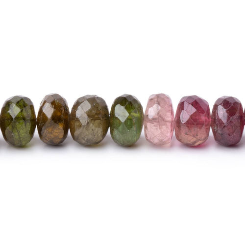 8mm Multi Color Tourmaline Faceted Rondelle Beads 15.25 inch 72 pieces AA
