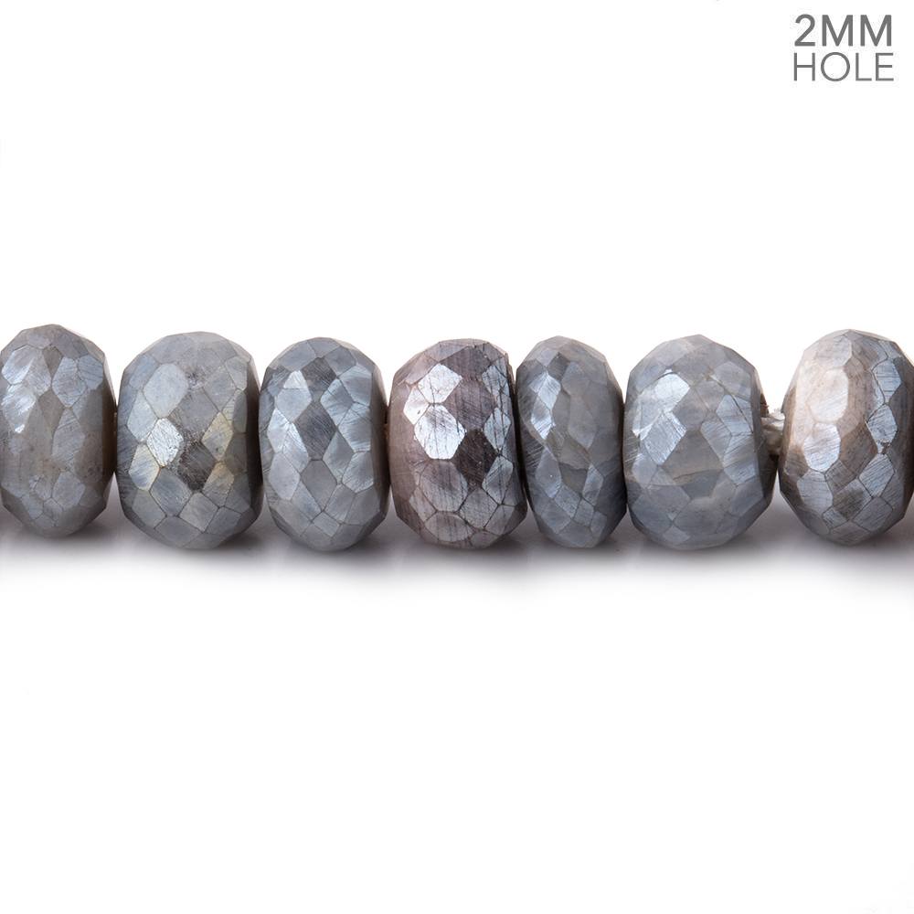 8mm Mystic Grey Moonstone 2mm Large Hole Faceted Rondelles 8 inch 35 Beads