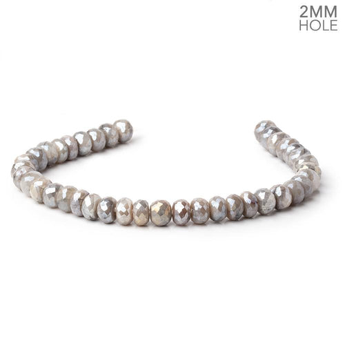 8mm Mystic Taupe Moonstone 2mm Large Hole Faceted Rondelles 8 inch 38 Beads