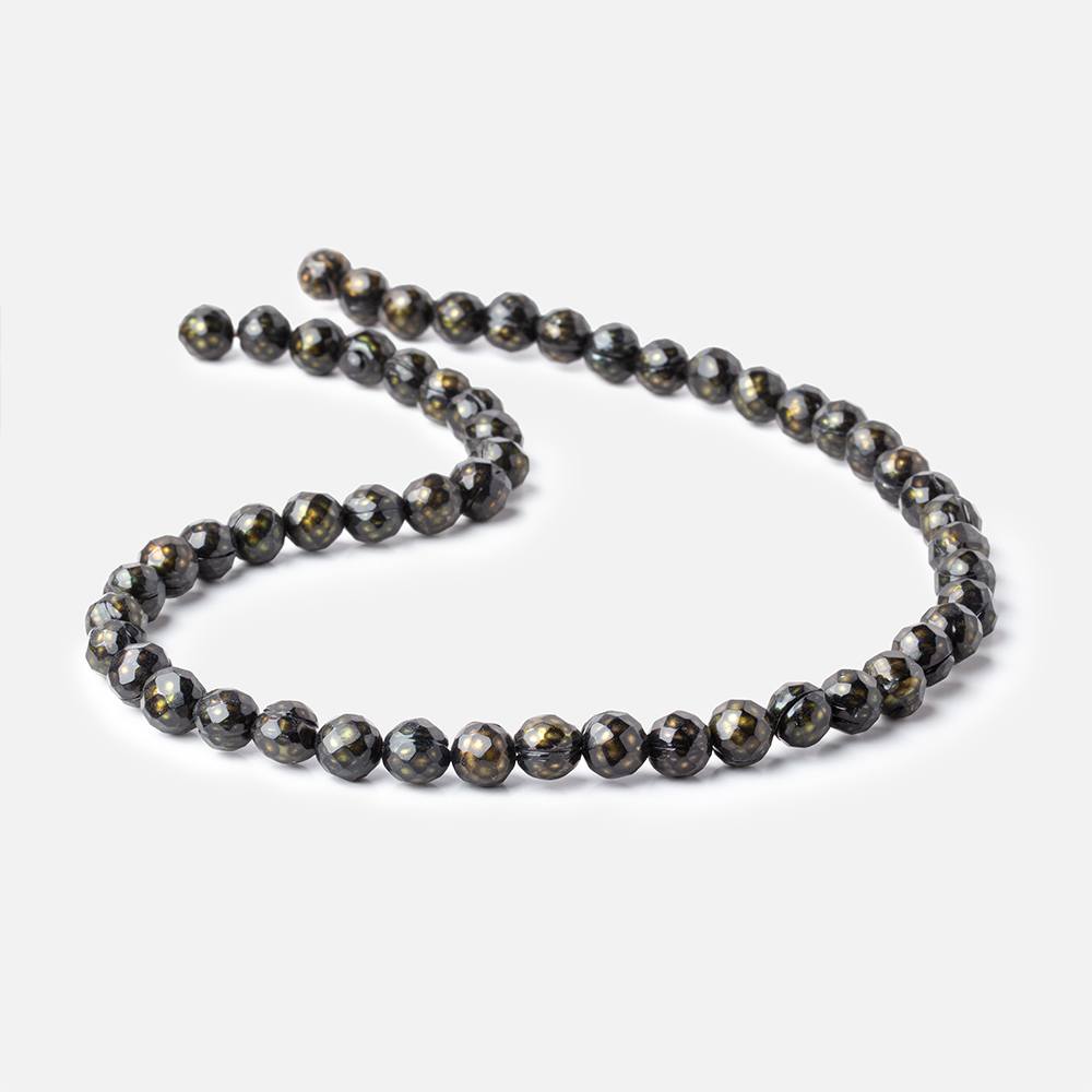 8mm Olive Green Faceted Off Round Freshwater Pearls 16 inch 50 pieces