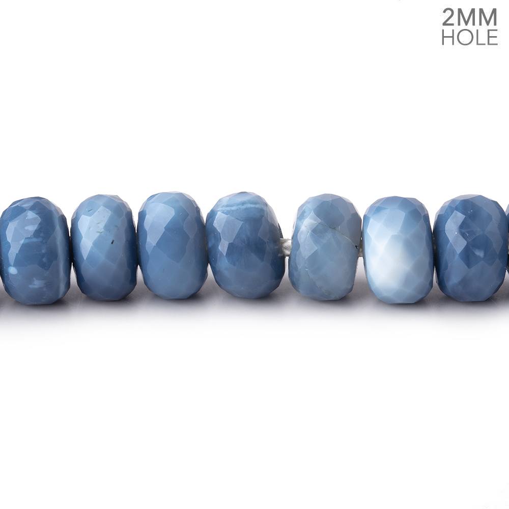 8mm Owyhee Denim Blue Opal 2mm Large Hole Faceted Rondelles 8 inch 40 Beads