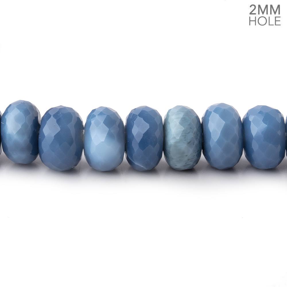 8mm Owyhee Denim Blue Opal 2mm Large Hole Faceted Rondelles 8 inch 39 beads